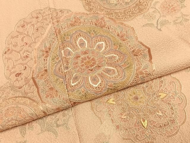 平和屋着物●中国三大刺繍　スワトウ刺繍　汕頭刺繍　総刺繍　訪問着　吉祥花文　正絹　逸品　AABN4069fy