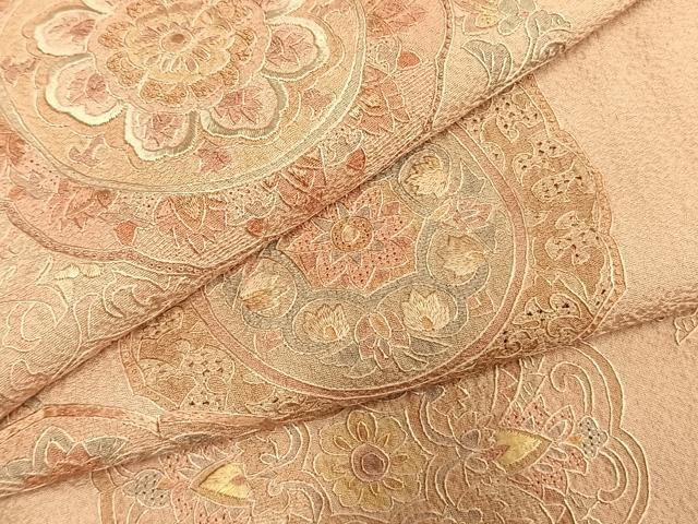 平和屋着物●中国三大刺繍　スワトウ刺繍　汕頭刺繍　総刺繍　訪問着　吉祥花文　正絹　逸品　AABN4069fy