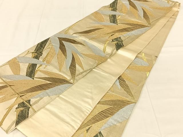 平和屋着物◎アンティーク　大正ロマン　六通柄　京袋帯　笹竹文　金銀糸　正絹　逸品　AABN4101dk