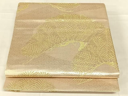 平和屋着物◎六通柄袋帯　松　金糸　正絹　逸品　AABN4105dk