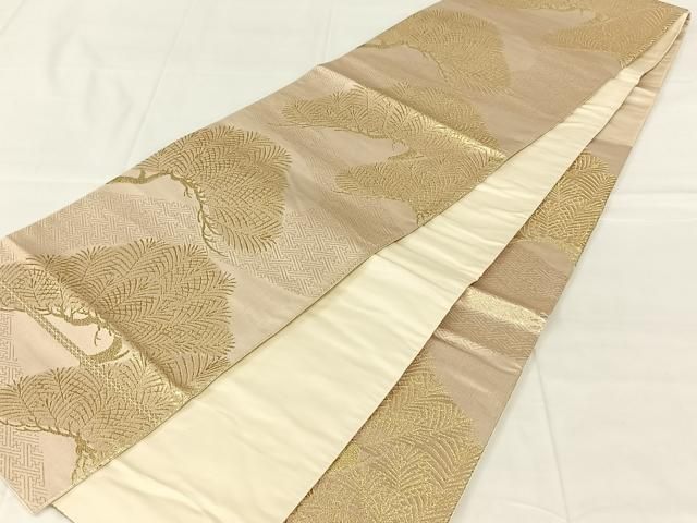 平和屋着物◎六通柄袋帯　松　金糸　正絹　逸品　AABN4105dk