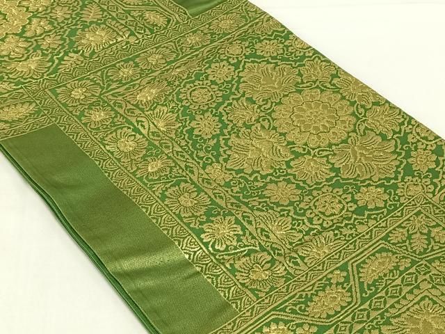 平和屋着物◎六通柄袋帯　色紙重ね花文　金糸　正絹　逸品　AABN4110dk