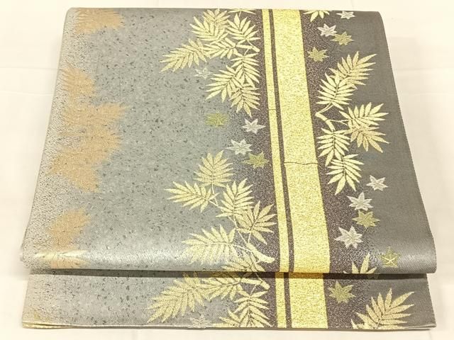 平和屋着物◎六通柄袋帯　舞葉文　金糸　正絹　逸品　AABN4114dk