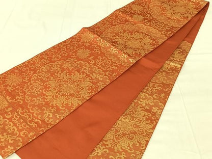 平和屋着物◎六通柄袋帯　更紗花文　金糸　正絹　逸品　AABN4128dk