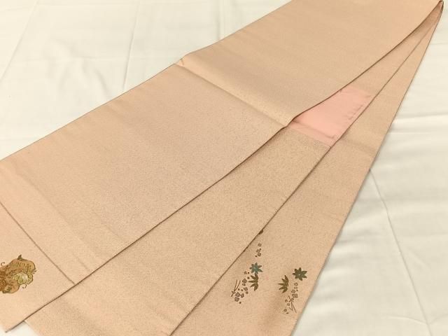 平和屋着物◎太鼓柄袋帯　螺鈿　吹き寄せ文　金彩　金通し地　AABN4135dk