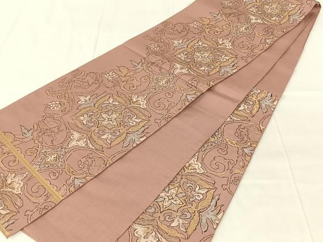 平和屋着物◎六通柄　本袋帯　花唐草文　金糸　正絹　逸品　AABN4148dk