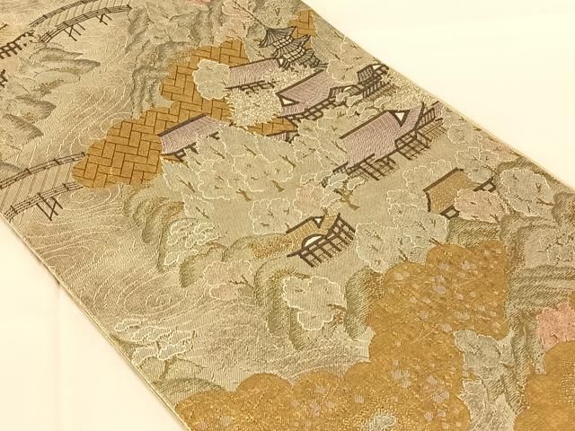 平和屋着物◎佐賀錦　六通柄袋帯　東山遠望　金銀糸　正絹　逸品　AABN4150dk