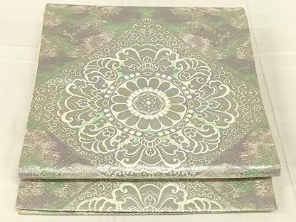 平和屋着物◎六通柄袋帯　花菱文　九百錦プラチナ箔　正絹　逸品　AABN4153dk