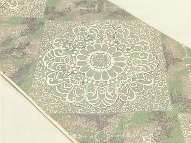 平和屋着物◎六通柄袋帯　花菱文　九百錦プラチナ箔　正絹　逸品　AABN4153dk