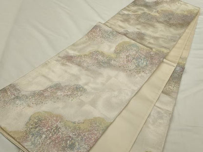 平和屋着物◎六通柄袋帯　霞文　紗摺箔　道長　金銀糸　正絹　逸品　AABN4181ps