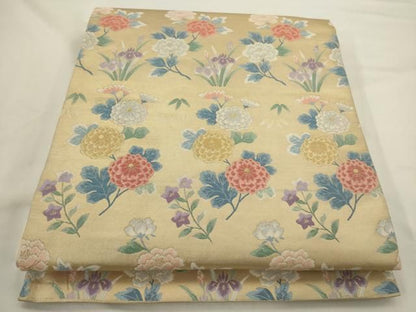 平和屋着物◎六通柄袋帯　唐織　草花文　金糸　正絹　逸品　AABN4191ps