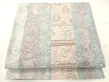 平和屋着物◎六通柄袋帯　更紗花文　正絹　逸品　AABN4261ps