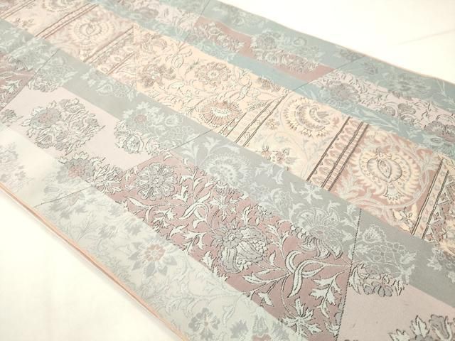 平和屋着物◎六通柄袋帯　更紗花文　正絹　逸品　AABN4261ps