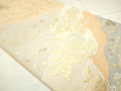 平和屋着物◎六通柄袋帯　花鳥文　金銀糸　正絹　逸品　AABN4269ps