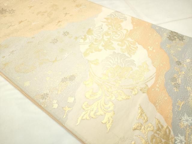 平和屋着物◎六通柄袋帯　花鳥文　金銀糸　正絹　逸品　AABN4269ps