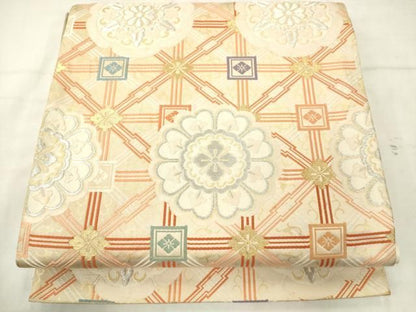 平和屋着物◎六通柄袋帯　花丸文　金銀糸　正絹　逸品　AABN4270ps