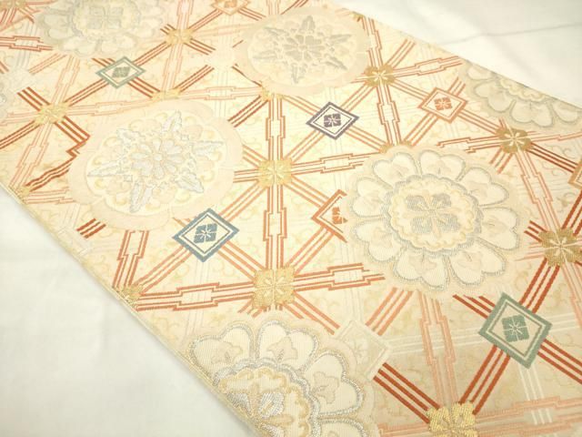 平和屋着物◎六通柄袋帯　花丸文　金銀糸　正絹　逸品　AABN4270ps