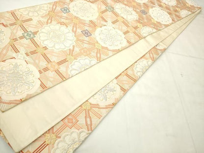 平和屋着物◎六通柄袋帯　花丸文　金銀糸　正絹　逸品　AABN4270ps