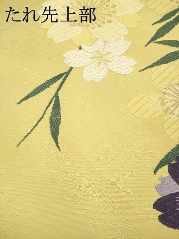 平和屋着物●六通柄袋帯　流水草花文　金糸　正絹　逸品　AABN4331pf