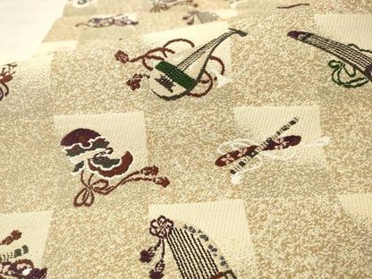 平和屋着物●六通柄袋帯　唐織　楽器文　金糸　正絹　逸品　AABN4332pf