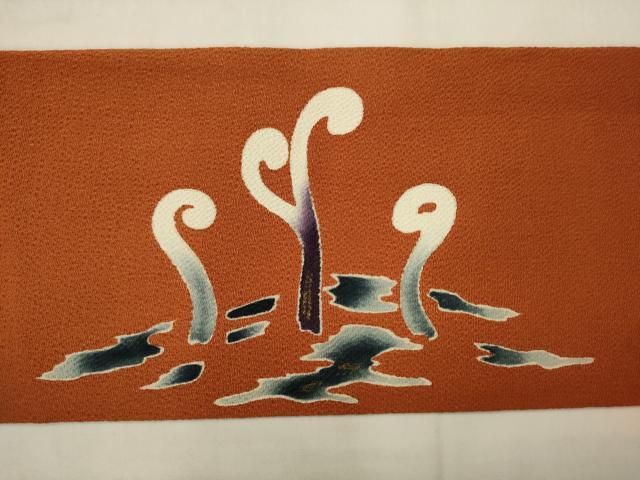 平和屋着物●九寸名古屋帯　幾何学文様　金彩　鬼しぼ縮緬　正絹　逸品　AABN4336pf
