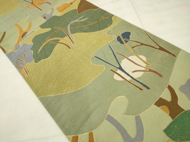 平和屋着物●六通柄袋帯　風景文　金糸　正絹　逸品　AABN4338pf