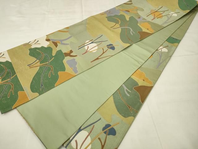 平和屋着物●六通柄袋帯　風景文　金糸　正絹　逸品　AABN4338pf