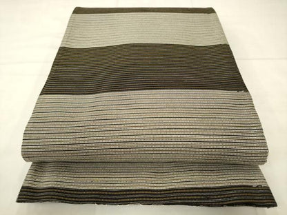 平和屋着物●両面六通柄袋帯　横段文　正絹　逸品　AABN4342pf