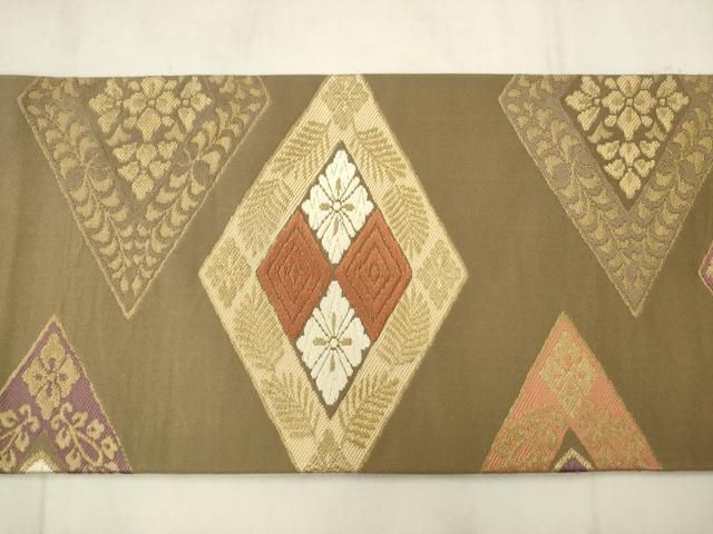 平和屋着物●九寸名古屋帯　唐織　花菱文　金糸　正絹　逸品　AABN4345pf