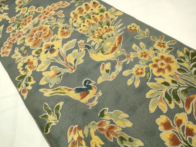 平和屋着物●六通柄　本袋帯　花鳥文　正絹　逸品　AABN4348pf