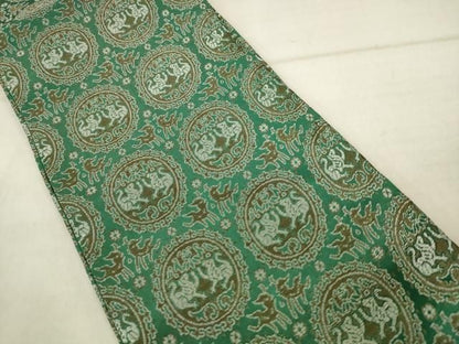 平和屋着物●半幅帯　円文白虎朱雀錦　正絹　逸品　AABN4356pf