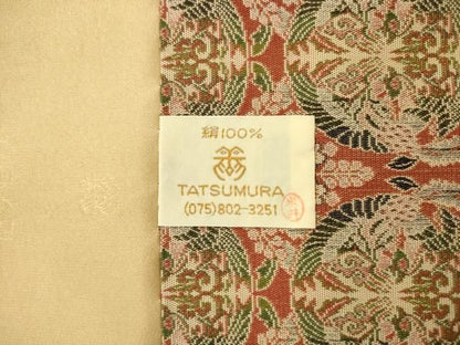 平和屋着物●龍村美術織物　全通柄九寸開き名古屋帯　壬生寺裂　証紙付き　正絹　逸品　AABN4365pf