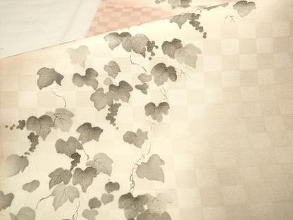 平和屋着物●六通柄袋帯　手描き　流水葡萄蔦の葉文　正絹　逸品　AABN4381pf