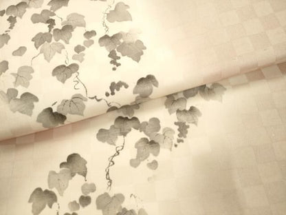 平和屋着物●六通柄袋帯　手描き　流水葡萄蔦の葉文　正絹　逸品　AABN4381pf