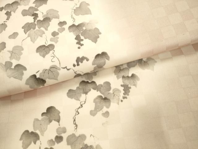 平和屋着物●六通柄袋帯　手描き　流水葡萄蔦の葉文　正絹　逸品　AABN4381pf