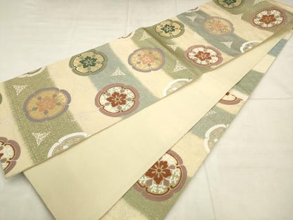 平和屋着物●六通柄袋帯　唐織　能衣唐草華文　金糸　正絹　逸品　AABN4392pf