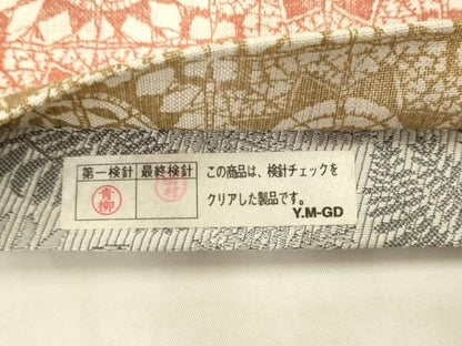 平和屋着物●両面全通柄袋帯　格子花文　正絹　逸品　AABN4395pf