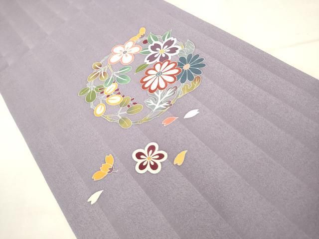 平和屋着物●太鼓柄袋帯　草花文　正絹　逸品　AABN4400pf