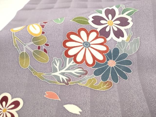 平和屋着物●太鼓柄袋帯　草花文　正絹　逸品　AABN4400pf