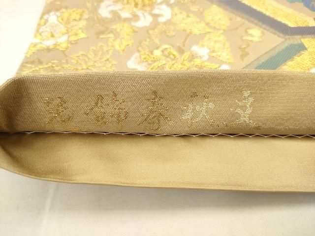 平和屋着物●六通柄袋帯　花飾春秋文　金糸　正絹　逸品　AABN4401pf