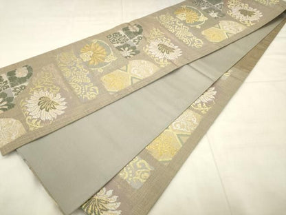 平和屋着物●六通柄袋帯　裂地正倉院文　金銀糸　正絹　逸品　AABN4403pf