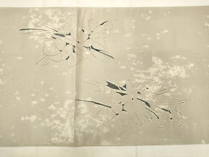 平和屋着物●太鼓柄袋帯　作家物　草花文　銀糸　正絹　逸品　AABN4404pf