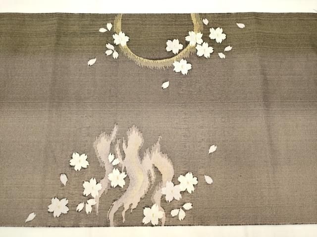 平和屋着物●太鼓柄袋帯　流水舞桜文　金糸　正絹　逸品　AABN4405pf
