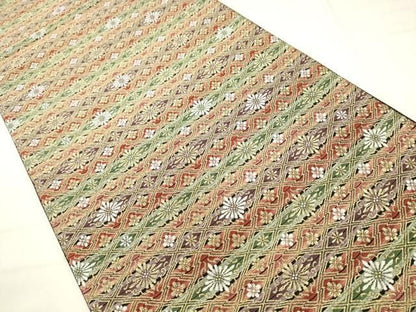 平和屋着物●六通柄袋帯　彩段有職文　金糸　正絹　逸品　AABN4407pf