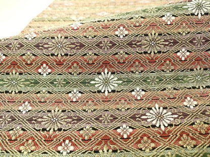 平和屋着物●六通柄袋帯　彩段有職文　金糸　正絹　逸品　AABN4407pf