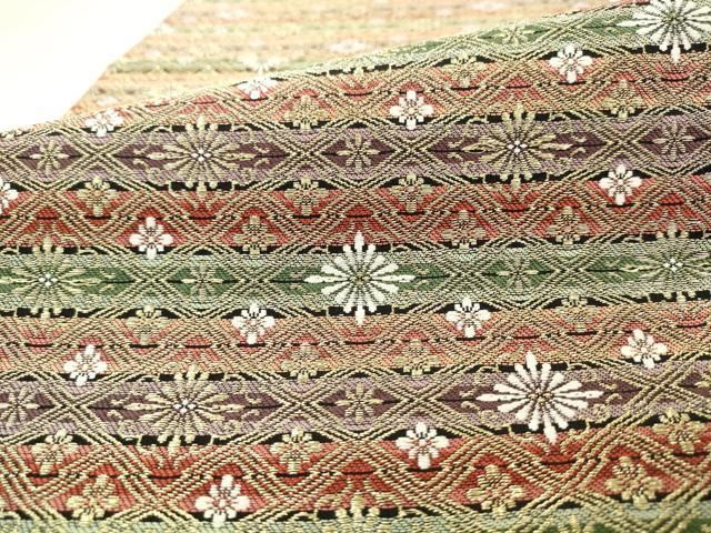 平和屋着物●六通柄袋帯　彩段有職文　金糸　正絹　逸品　AABN4407pf