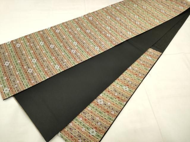 平和屋着物●六通柄袋帯　彩段有職文　金糸　正絹　逸品　AABN4407pf