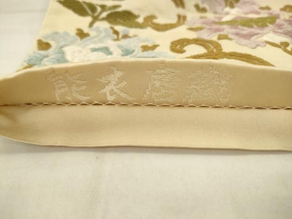 平和屋着物●六通柄袋帯　能衣唐織　牡丹唐草文　金糸　正絹　逸品　AABN4411pf