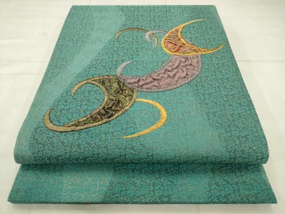 平和屋着物●太鼓柄袋帯　刺繍　月　金糸　正絹　逸品　AABN4412pf