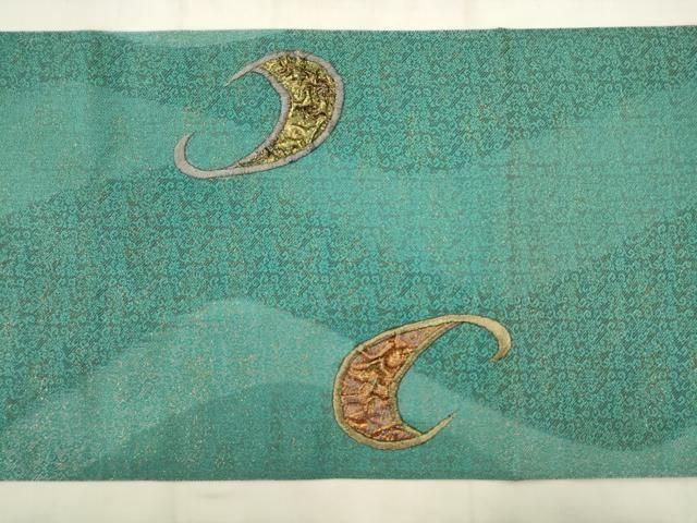 平和屋着物●太鼓柄袋帯　刺繍　月　金糸　正絹　逸品　AABN4412pf